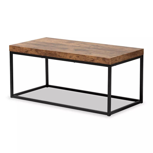 Wood and Metal Coffee Table Walnut Brown/Black