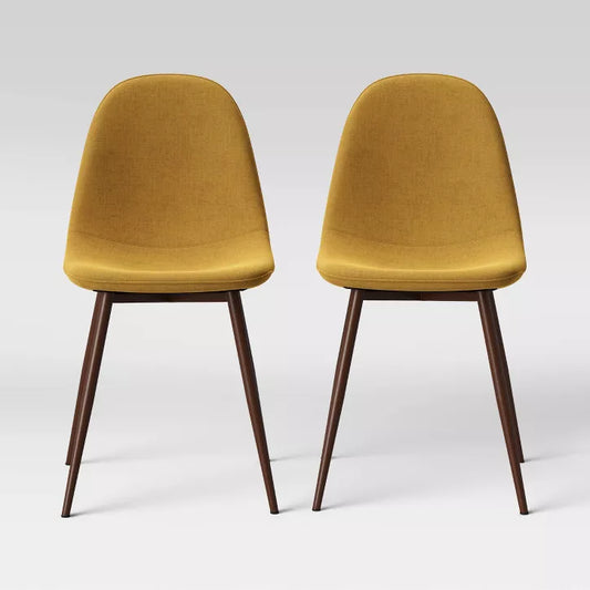 2pc Upholstered Dining Chairs - Mustard