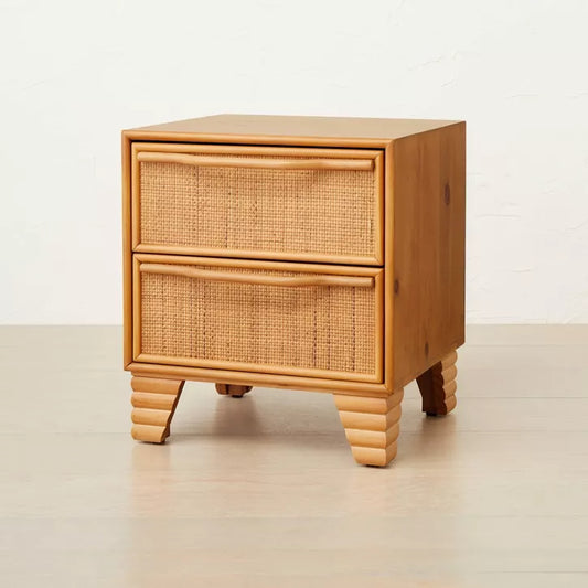 Woven Drawer Nightstand Brown