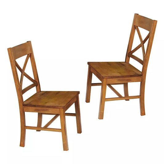 Set of 4 Traditional Distressed Wood Dining Chairs - Antique Brown