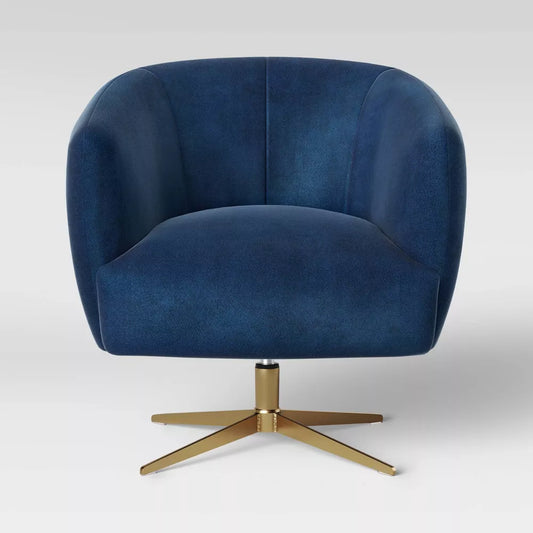 Accent Swivel Armchair - Navy & Gold