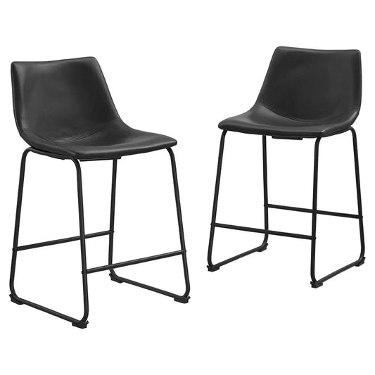 Set of 2 Modern Upholstered Faux Leather Counter Height Barstools