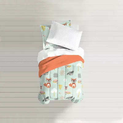 Dream Factory Woodland Friends Mini Kids' Bed in a Bag - Mint (Twin)