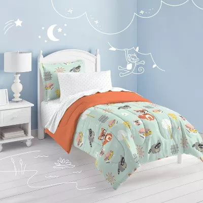 Dream Factory Woodland Friends Mini Kids' Bed in a Bag - Mint (Twin)