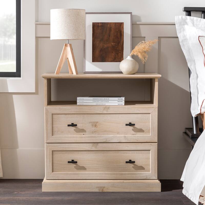 Gladys Transitional 2 Drawer Nightstand White Oak - Saracina Home