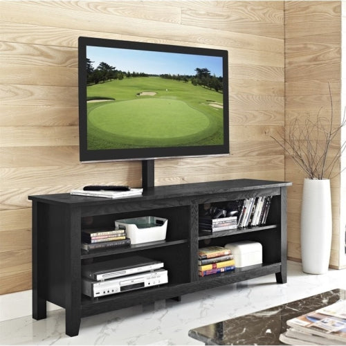 4 Cubby Wood Open Storage with Mount TV Stand for TVs up to 65"