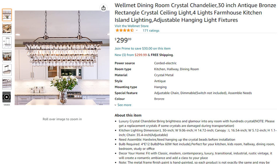 Dining Room Crystal Chandelier