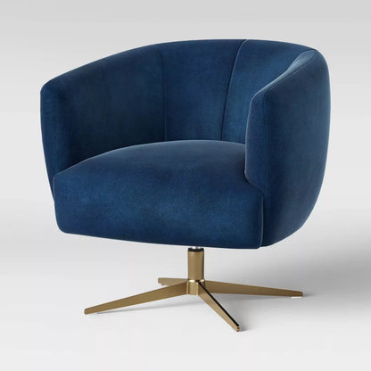 Accent Swivel Armchair - Navy & Gold