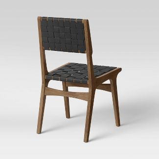 Dining Table & 4 Ceylon Woven Dining Chair - Black and Walnut