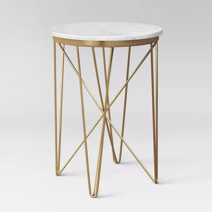 Marble Top Round Table - Gold