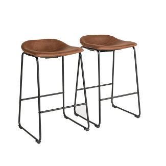 Set of 2 Barstools - Brown