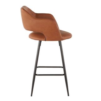 Set of 2 Counter Height Barstool - Brown Faux Leather