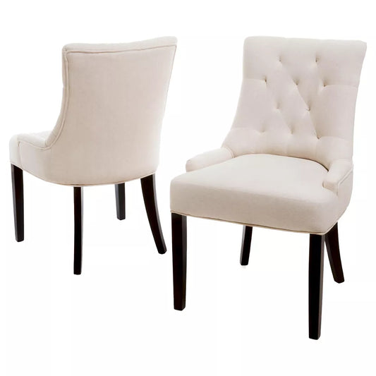 Set of 2 Tufted Dining Chairs - Beige