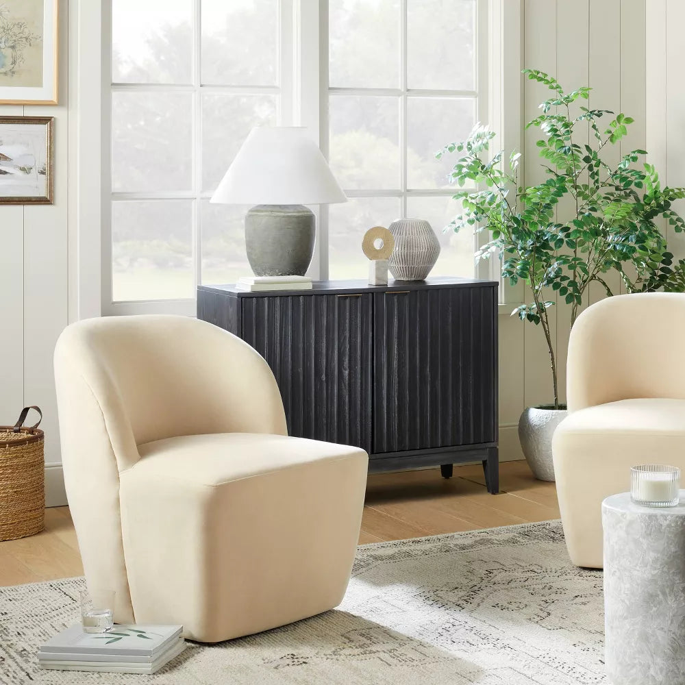 Set of 2 Swivel Accent Chair - Light Beige