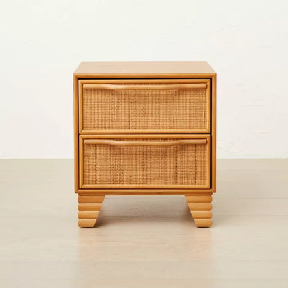 Woven Drawer Nightstand Brown