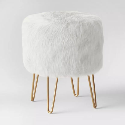 Ottoman Faux Fur - White