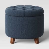 Tufted Round Storage Ottoman - Heathered Blue