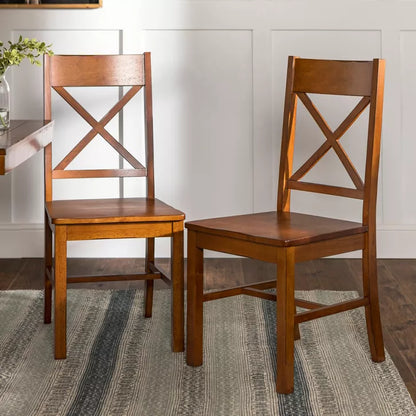 Set of 4 Traditional Distressed Wood Dining Chairs - Antique Brown